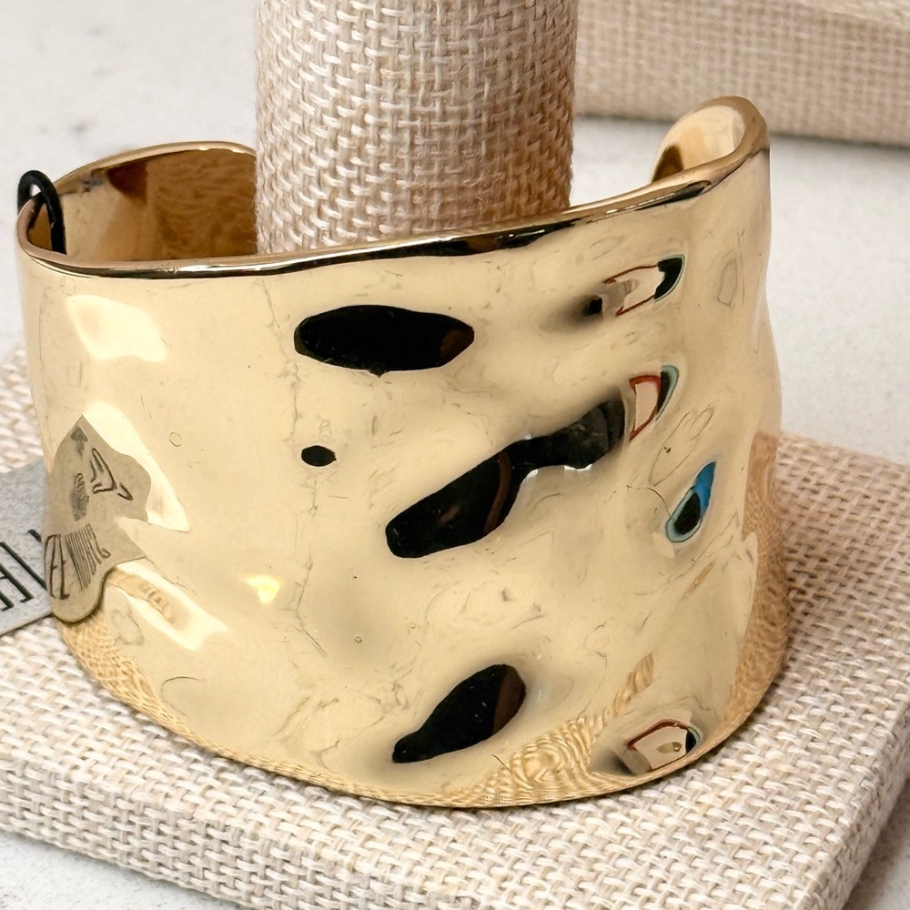Robert Lee Morris Polished Hammered Gold Cuff Bracelet